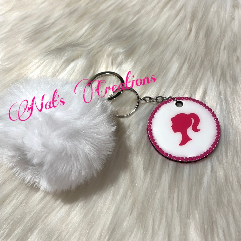 Keychain Barbie  whit rhinestone made by hand